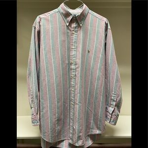 Polo long sleeve button down, full color emblem.